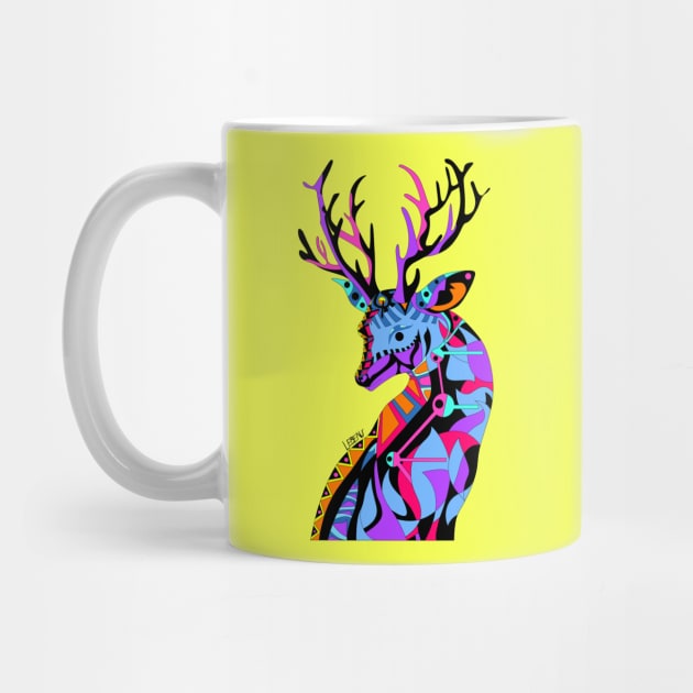 kawaii dear Reindeer ecopop cute mexican pattern of the wild art by jorge_lebeau